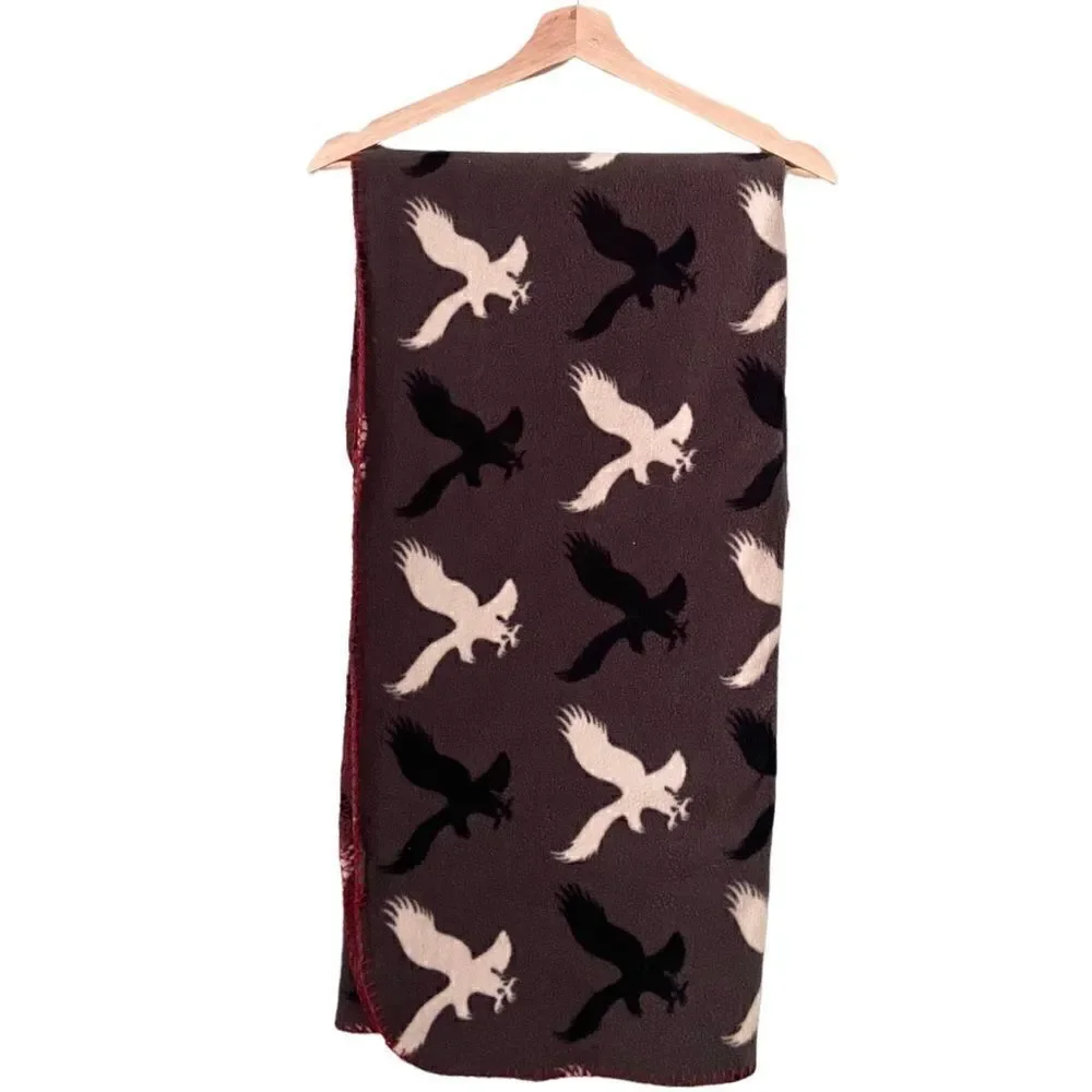 American Eagle Outfitters Logo Black & White Eagles Fleece Throw Blanket